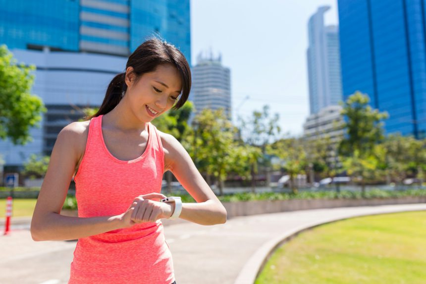 Sport woman use of smart watch